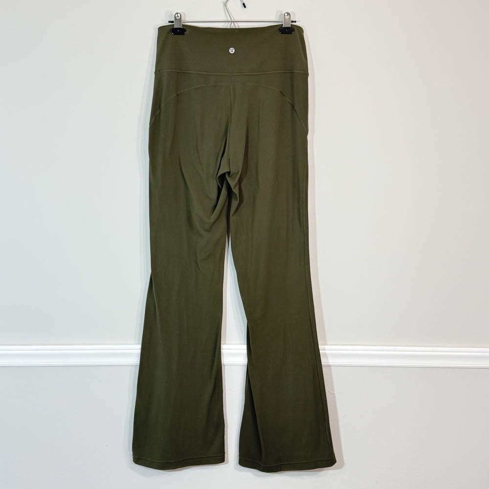 Lululemon Sz 12 Groove Super High Rise Nulu Flared Pant Olive Green 34" Inseam